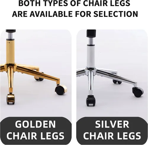 Miniatura 8 de YITAI Silla de escritorio de terciopelo con ruedas y base dorada, silla de tocador tapizada moderna ajustable en altura con giro de 360 grados