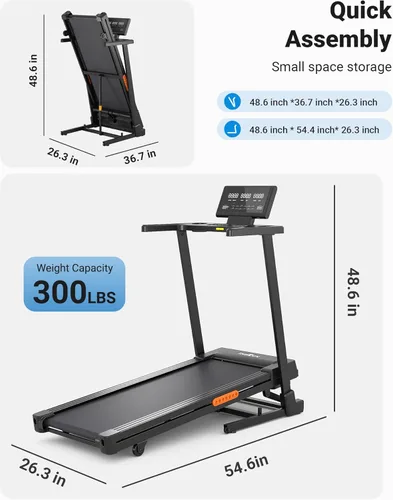 Miniatura 7 de THERUN Treadmill with Incline, Incline Treadmill, Brushless Motorized Treadmills for Quiet Running Naranja claro
