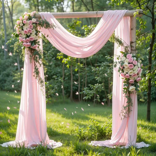 Miniatura 27 de Tela drapeada para arco de boda, 2 paneles de 18 pies, cortina de telón de fondo transparente azul bebé, cortina de gasa para boda, arco, ceremonia