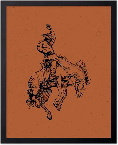 Miniatura 100 de Poster Master Póster de Rodeo marrón – Estampado retro de vaquero sobre caballo – Arte de vaquero – Arte occidental – Arte del salvaje oeste