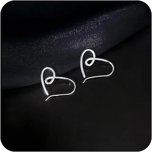 Aretes tipo dormilona de corazón para mujeres y niñas, estilo simple, ligeros, de acero inoxidable, aretes colgantes de corazón, aretes colgantes de