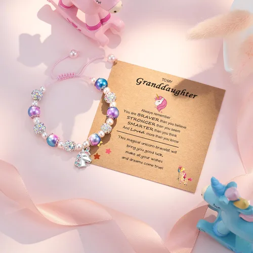 Miniatura 4 de HGDEER Pulsera de unicornio para hija, nieta, sobrina, adecuada para regalos de Navidad y cumpleaños