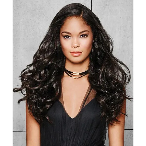 Miniatura 4 de Extensiones onduladas de 22 pulgadas color negro R1 – HairDo Hairpieces kit de 4 piezas con clip en Tru2Life pelo sintético fino resistente al