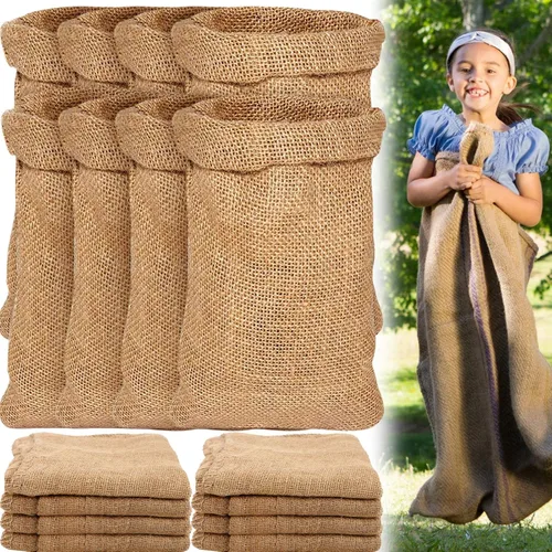 Paquete de 12 bolsas de arpillera de 24 x 40 pulgadas, sacos grandes de arpillera para juegos de césped al aire libre para días festivos,