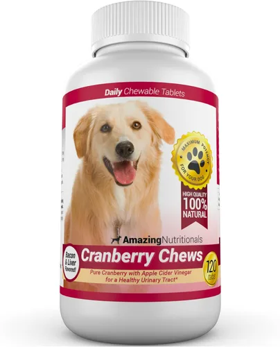 Arándano para perros Amazing, antioxidante, ayuda al tracto urinario, previene y elimina Infecciones urinarias en perros, 120 masticables