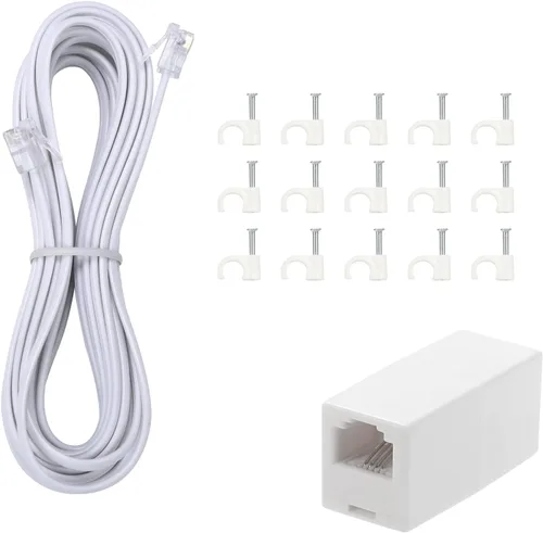 Miniatura 13 de Paquete de 3 cables RJ11 para teléfono fijo - Cable de teléfono de 6 pies - Macho a Macho para teléfono fijo y fax - Negro