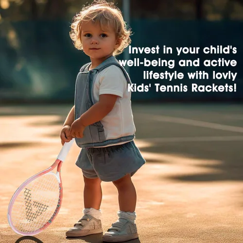 Miniatura 5 de AMA SPORT Raqueta de tenis para niños pequeños, kit de iniciación de raqueta de tenis de 17 a 25 pulgadas para niñas y niños con bolsa de nailon