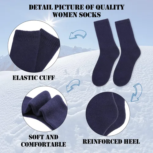 Miniatura 4 de MQELONG Womens 5 Pairs Soft Thick Comfort Casual Cotton Warm Wool Crew Winter Socks