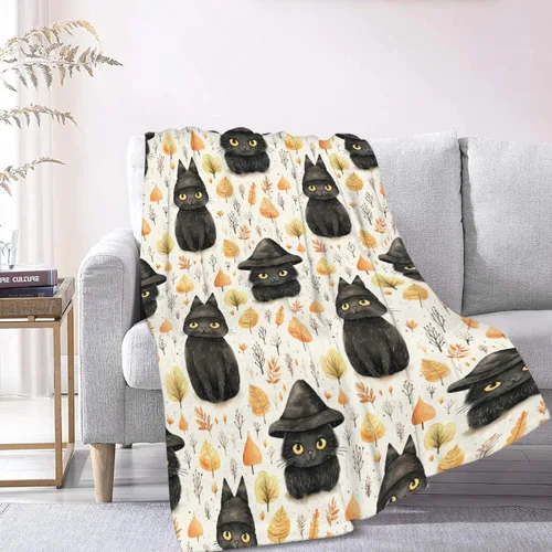 Miniatura 9 de Manta de bebé de Halloween con hojas de otoño y gato negro, súper suave, manta acogedora para recién nacido, manta de recepción para bebé, manta
