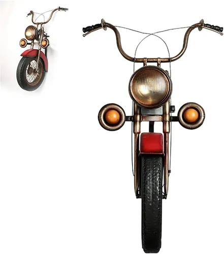 Decoración de pared vintage para motocicleta, escultura de pared de hierro forjado, estilo industrial retro, esculturas en relieve 3D hechas a mano,