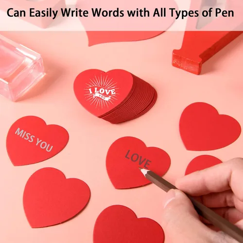 Miniatura 3 de 360 piezas de recortes de corazón pequeños con forma de corazón de papel de 2 pulgadas, confeti de corazones rojos de San Valentín, troqueles