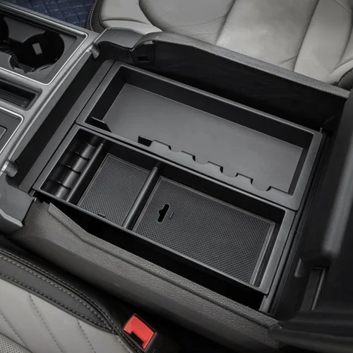 PIMCAR Organizador de consola central para Ford F150 2021 2022 2023, F150 Lightning 2022 2023 Caja de almacenamiento del reposabrazos Accesorios de