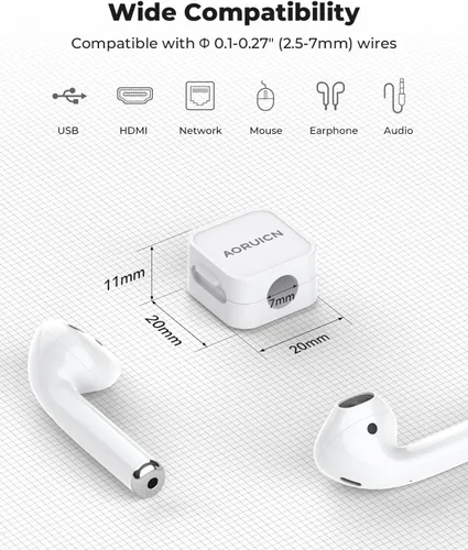 Miniatura 6 de Paquete de 10 organizadores de cables magnéticos, clips magnéticos para cables de escritorio, soporte de cables para mesita de noche, soporte