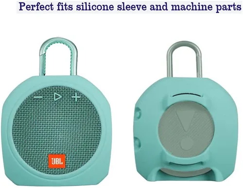 Miniatura 2 de Hermitshell Estuche de silicona de transporte de repuesto para altavoz Bluetooth inalámbrico JBL Clip 3 portátil impermeable (Azul verdoso)