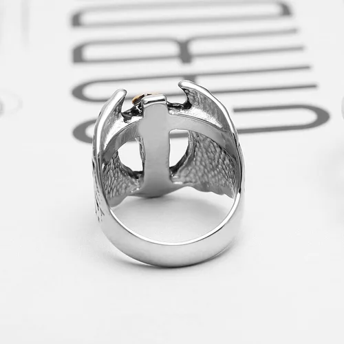 Miniatura 5 de HZMAN Anillo de acero inoxidable con alas de ángel de plumas de diosa de arcángel vintage