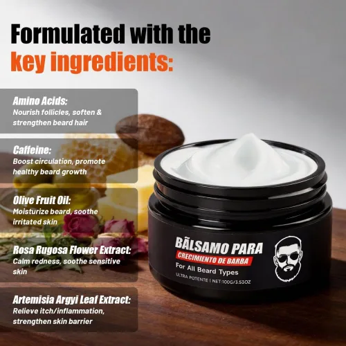 Miniatura 3 de Estimulante Para Barba, Crecimiento De Barba Para Hombre, Crema para el Cuidado de la Barba para Hombres Suero de Crecimiento, Bálsamo Barba Crece