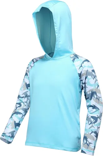 Sudadera con capucha para niños, protección solar UPF 50+, manga larga, protección solar UV, camisa de pesca para niños y jóvenes, camisas de agua