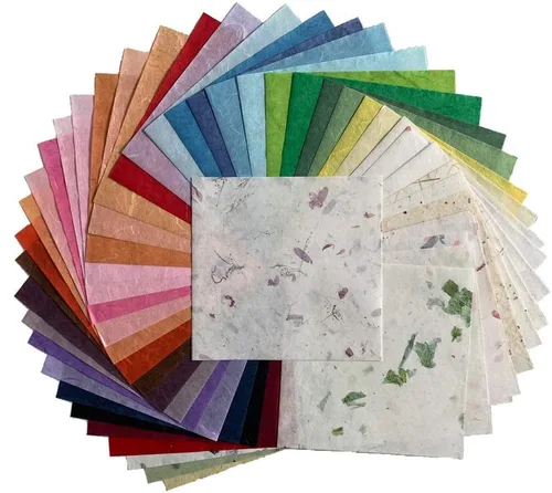 Miniatura 11 de 50 hojas de papel de fibra natural de morera de 6 x 6 pulgadas, papel cuadrado para origami, papel para manualidades, papel para plegado, papel