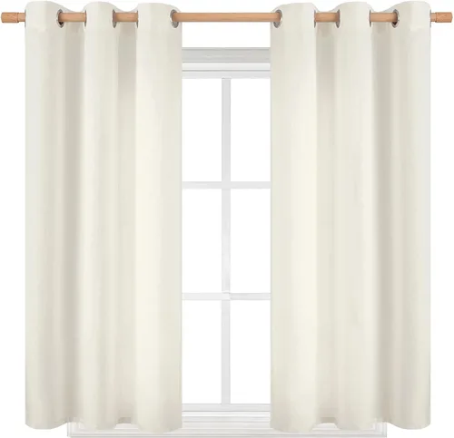 Miniatura 80 de BGment Cortinas de Lino Beige de 63 Pulgadas de Largo 2 Paneles - Tratamientos para Ventanas con Textura de Arpillera Filtrantes de Luz Cortinas