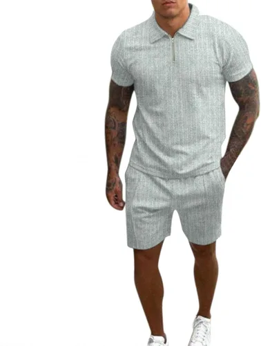 aihihe Conjunto corto de 2 piezas para hombre, conjunto deportivo casual de manga corta tipo polo y pantalones cortos