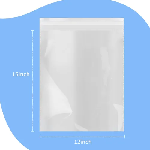 Miniatura 2 de iMailer - 200 unidades - Bolsas de celofán transparente autosellantes de 12" x 15" - Bolsas de plástico poli cello resellables para ropa, camisetas