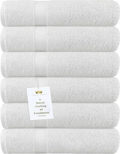 Lujosas toallas de mano blancas para baño, paquete de 6 toallas de mano de 600 GSM, 100% algodón hilado en anillo, 16 x 30 pulgadas, extra grande,