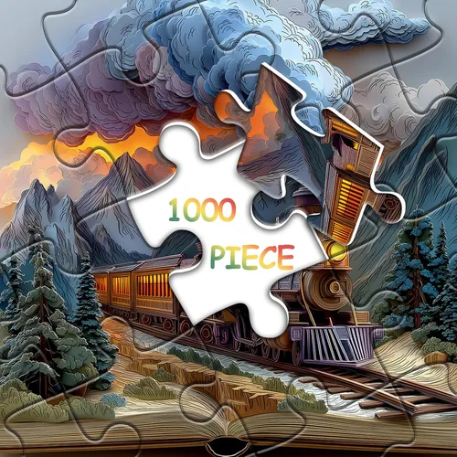 Miniatura 7 de Rompecabezas de 1000 piezas con libro de tren para adultos, de fantasía, naturaleza, paisaje, arte estético, arte estético, páginas mágicas