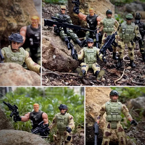 Miniatura 4 de Figuras de acción de soldados, juguetes de soldados para niños de 4 a 7 años, juego de soldados de juguete de acción con armas, juego de soldados