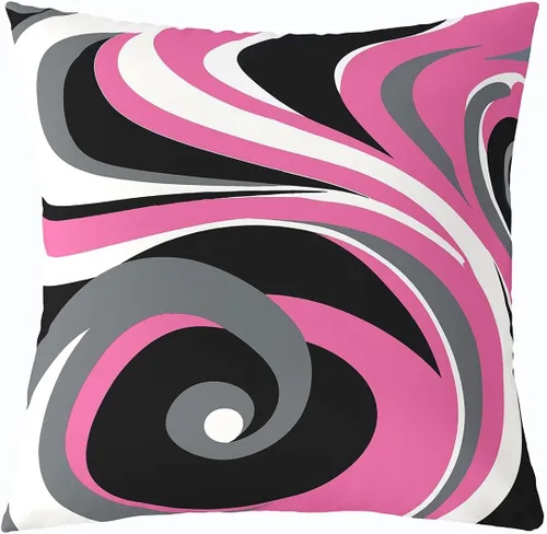 Miniatura 20 de Feelyou Juego de 4 fundas de almohada geométricas reversibles para exteriores de 16 x 16 pulgadas, diseño geométrico de rayas negras y grises, juego