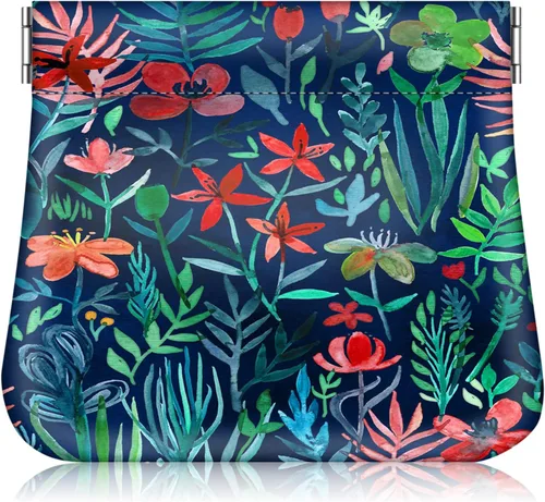 Miniatura 11 de Fintie - Monedero a presión, de cuero PU, monedero para cambio para mujer, Hibisco floreciente., Moda