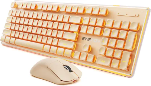 Miniatura 10 de SEUNKWANG EWEADN V3 Combo de Teclado y Mouse Inalámbrico con Retroiluminación Azul, Panel Metálico, Teclado y Mouse de Computadora Recargable Negro