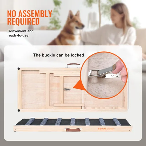 Miniatura 6 de VEVOR Rampa para Perros, Rampa Plegable para Mascotas para Cama, Rampa Ajustable para Perros Pequeños, Grandes, Viejos y Gatos, Rampa de Madera