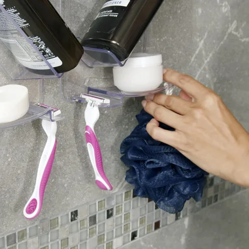 Miniatura 2 de ShowerGem Organizador de ducha fácil de limpiar, paquete de 2 organizadores de baño duraderos a prueba de óxido, sin ventosas, sin tornillos