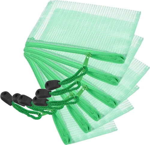YOKIVE Paquete de 6 bolsas de malla con cremallera, bolsillos de malla A6 para archivos, bolsa de plástico para documentos, ideal para