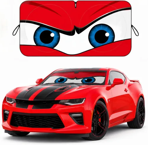 Parasol para parabrisas de automóvil, parasol de ojos enojados rojos para parabrisas de automóvil, universal, compatible con sedán, SUV, hatchback y