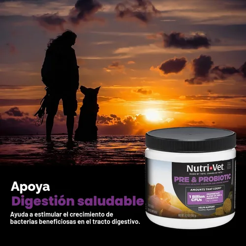 Miniatura 2 de Nutri-Vet Pre y probióticos para perros, apoyo digestivo, malestar estomacal, probiótico para cachorros, vitaminas y suplementos para mascotas