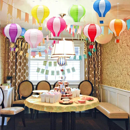 Miniatura 6 de Juego de linternas de papel colgantes con globos aerostáticos, decoración de fiesta, cumpleaños, boda, Navidad, fiesta, regalo, 12 pulgadas, paquete