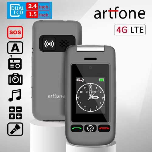 Miniatura 2 de artfone G6 Pro Gris - Teléfono Flip Desbloqueado 4G LTE Teléfono Celular para Personas Mayores Pantalla Dual LCD de 2.4" Botón SOS Altavoz