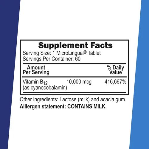 Miniatura 2 de Superior Source No Shot Vitamina B-12 Cianocobalamina 10000 mcg - Vitamina B-12 para apoyar la producción de energía, la salud del cerebro