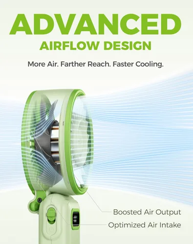 Miniatura 4 de Diveblues Ventilador turbo portátil, ventilador de mano de 100 velocidades con fuerte flujo de aire, ventilador personal plegable 4 en 1