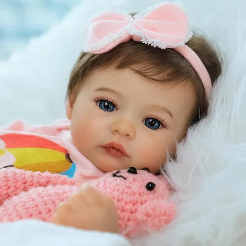 SCOM Muñecas realistas de bebé Reborn – Meadow - Muñecas realistas de 18 pulgadas para niña recién nacida, cuerpo de tela, extremidades de vinilo,