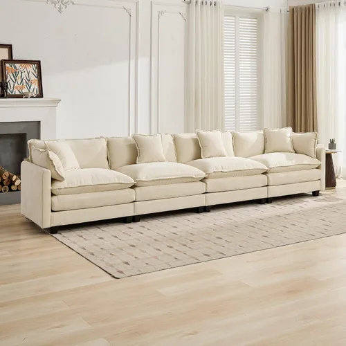 Miniatura 5 de Sofá Sillones de felpilla transpirable de 150 pulgadas para sala con diseño ergonómico, sofás para sala con modular flexible para espacios de vida