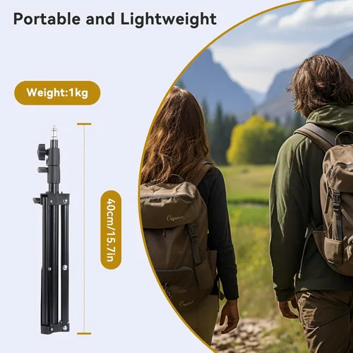Miniatura 5 de UTEBIT Paquete de 2 soportes de luz para fotografía, soporte de iluminación de aluminio ajustable de 45 pulgadas/3.7 pies con abrazadera