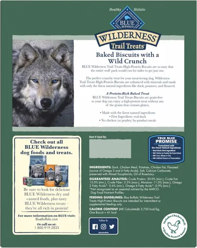 Miniatura 2 de Blue Buffalo Wilderness Trail Treats - Galletas crujientes para perros, sin granos, con alto contenido de proteínas, receta de pato, caja de 36 onzas