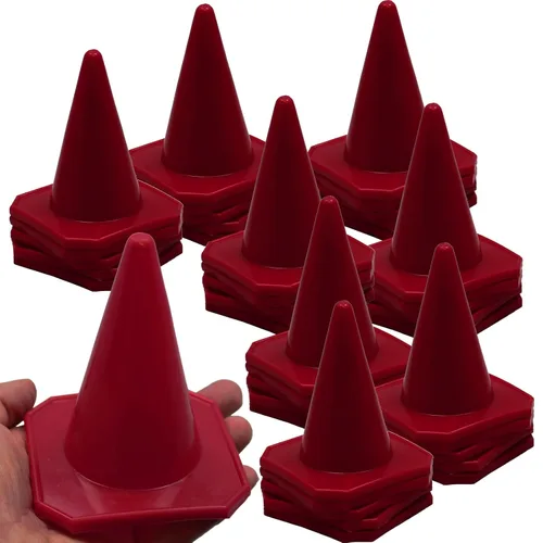 Miniatura 6 de BlueDot Trading Mini conos de tráfico de plástico rojos de 4 pulgadas Juego de 10 para entrenamiento de agilidad, carreras a control remoto