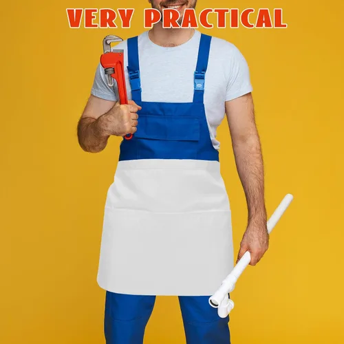 Miniatura 8 de BESPORTBLE Waterproof Work Apron with Large Pockets Reusable Waist Server Apron for Men and Women for Cooking Teaching and Service Use