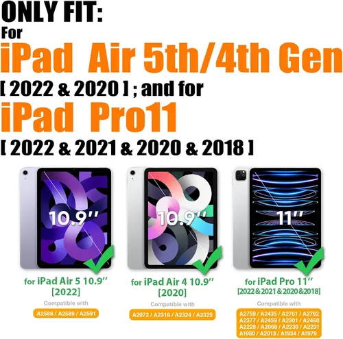 Miniatura 2 de SEYMAC stock Funda para iPad Air 5ª/4ª Generación/Pro 11 (4ª/3ª/2ª) con Protector de Pantalla Soporte para Bolígrafo, Correa de Mano Giratoria