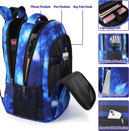 Miniatura 3 de MATEIN - Mochila escolar unisex, antirrobo, para universidad o escuela, compartimento para laptop, puerto de carga USB, resistente al agua, delgada