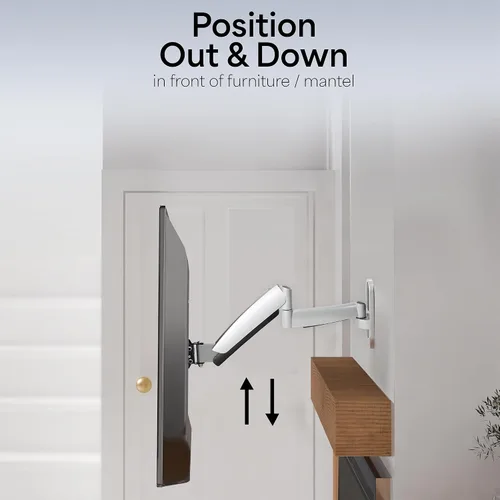 Miniatura 6 de VIVO Montura de pared para TV contrabalanceada de 26 a 55 pulgadas, brazo articulado neumático de resorte ajustable en altura, Max 400x400mm VESA