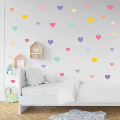 Miniatura 7 de 110 calcomanías de pared de corazón pastel suaves, 10 hojas de vinilo impermeable para despegar y pegar en 2 tamaños, decoración estética pastel
